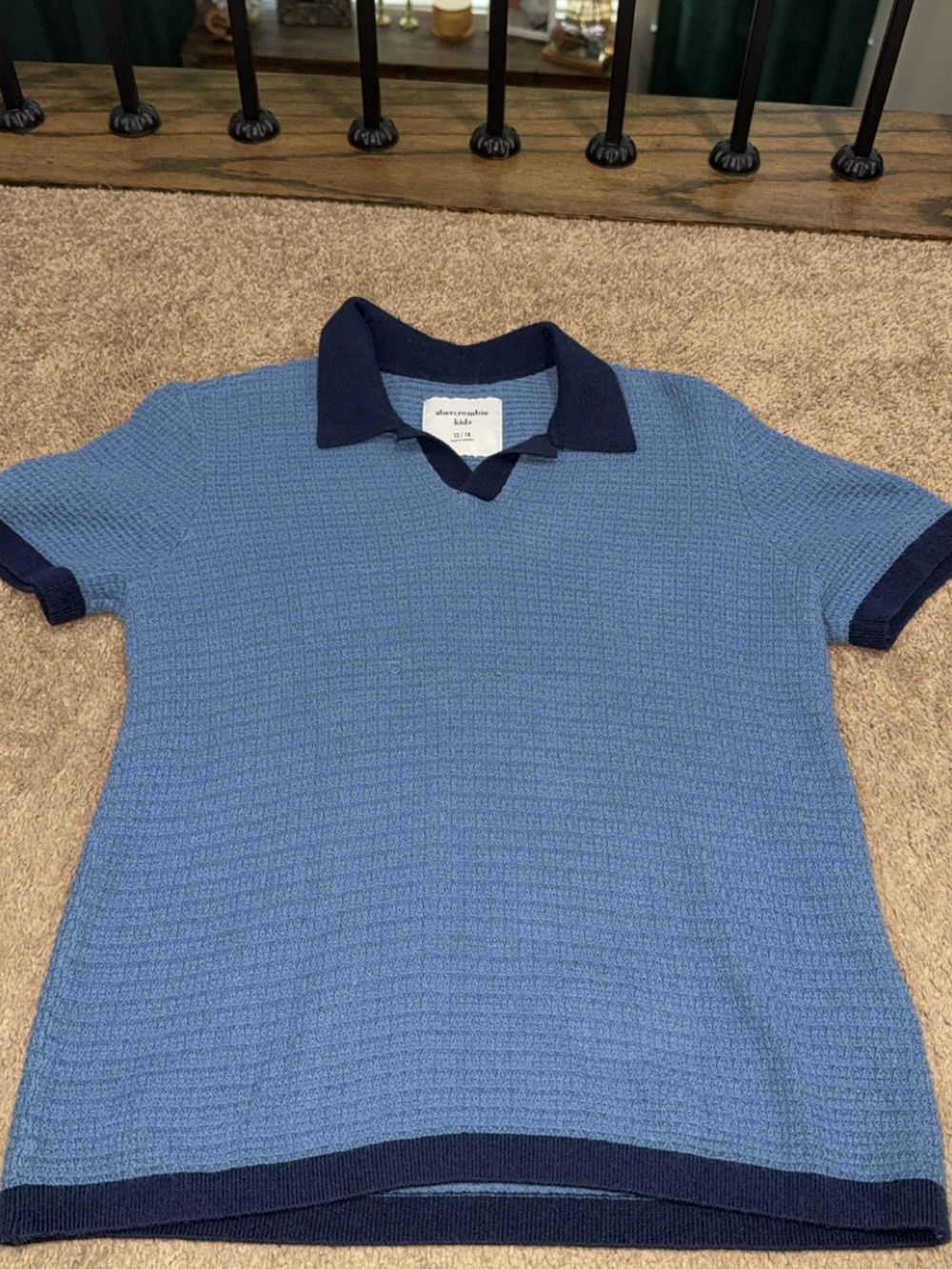 Abercrombie & Fitch kids Blue Knit Polo with Navy Trim